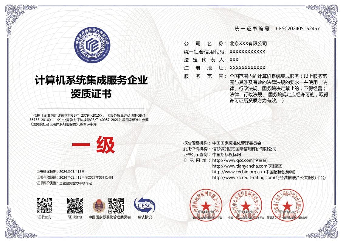 计算机系统集成服务一级证书 行业竞争力的关键认证